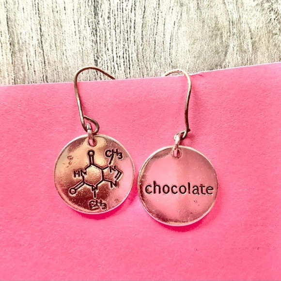 Chocolate Chemical Structure handmade dangle earrings - New - Picture 1 of 2